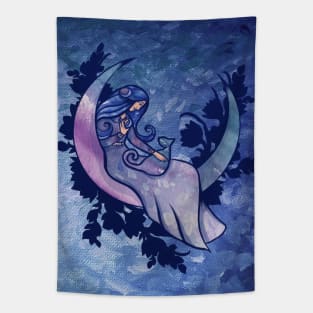 Moon Child Cat Goddess Tapestry