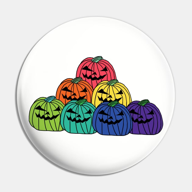 Colorful Spooky Halloween Horror Pumpkin Patch Pin by ellenhenryart