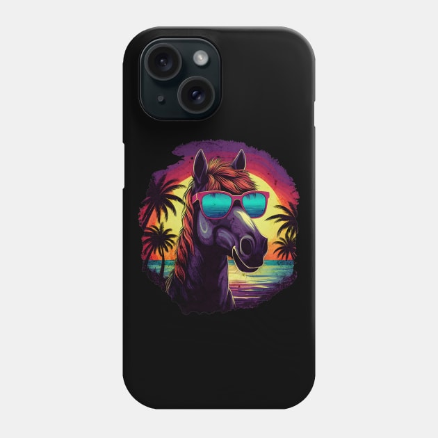 Retro Wave Shire Horse Shirt Phone Case by Miami Neon Designs