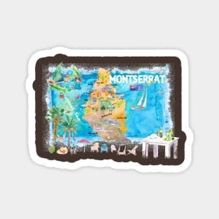 Montserrat Illustrated Travel Map with Roads and Highlights Magnet