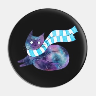 Galaxy Cat with Scarf Pin