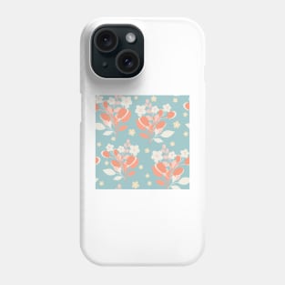 Modern floral bouquet with daisies repeat pattern print Phone Case