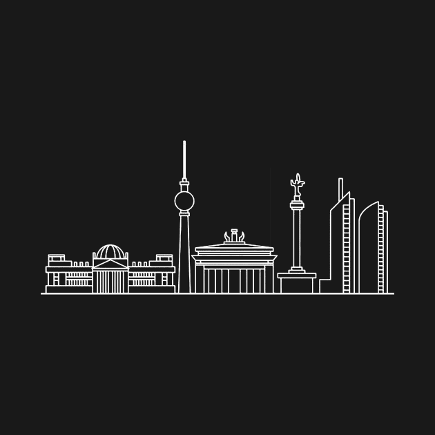 Berlin Skyline in white with details by Mesyo