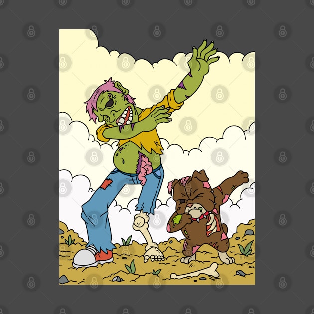 Dabbing dog and zombie - Halloween Gift by Konnectd