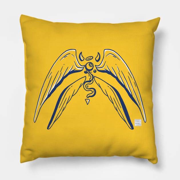 Navy Gold Angel Eye Pillow by kenallouis