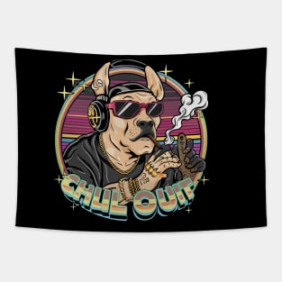 Pop Culture Pitbull in Hip Hop Gear Tapestry