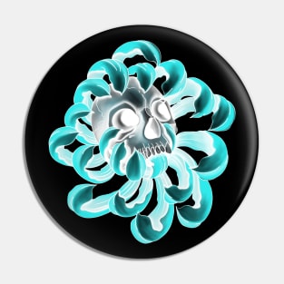 Human Scull in blue Flower Pin