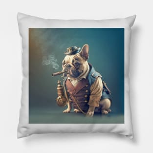 French Bulldog Steampunk Smoking Pipe Pillow