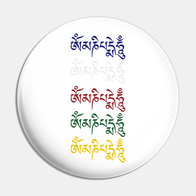 Om Mani Padme Hum Tibetan Buddhist Mantra Dharma Colors Pin by TammyWinandArt