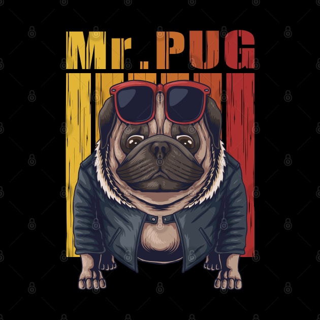 Mr. pug vintage by Mako Design 