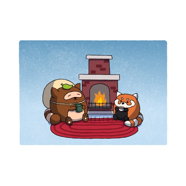 Potato Tanuki Cozy Fireplace ~ by Potato-Yi