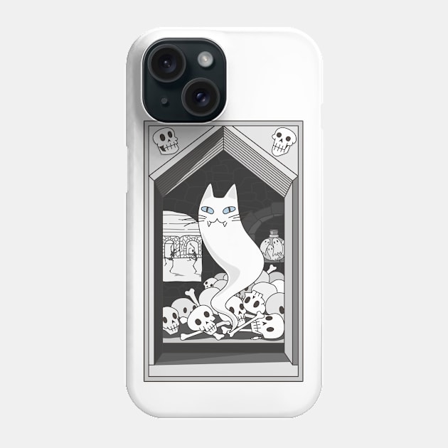 Ghost cat the Keeper of the Crypt Phone Case by runcatrun