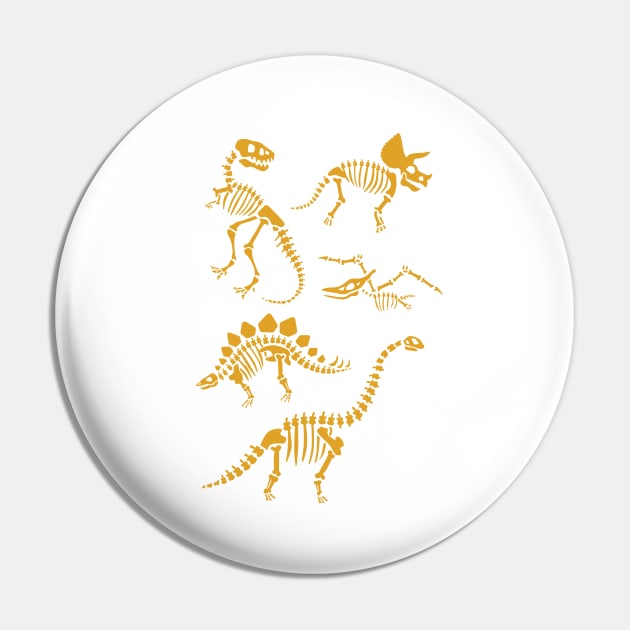 Dinosaur Fossils - Mustard Pin by latheandquill