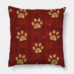 Plaid winter time seamless red pattern Pillow