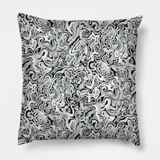 Black and White Seahorse Spirals Pillow