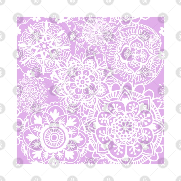 Lavender and White Mandala Pattern by julieerindesigns