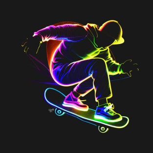 Neon Retro Vintage Skateboarder 80s 90s T-Shirt