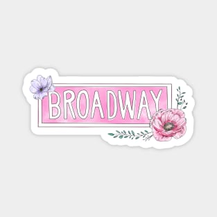 Watercolor Floral Broadway Street Sign | Pink Palette Magnet