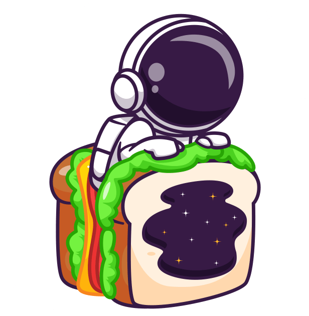 Cute Astronaut In Sandwich Space Cartoon Kids T-Shirt by Catalyst Labs