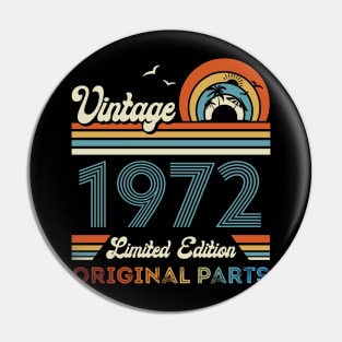 Vintage 1972 52nd Birthday Gift For Men Women From Son Daughter Pin