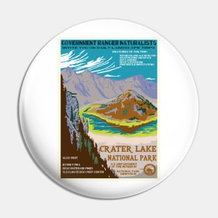 Retro WPA Poster of Crater Lake National Park Reimagined for the Future with Climate Change Pin