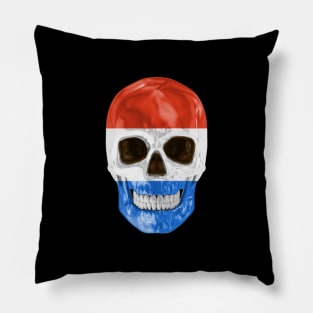 Netherlands Flag Skull - Gift for Dutch With Roots From Netherlands Pillow