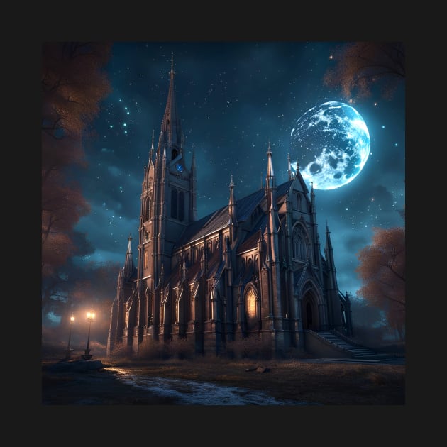 Full Moon Gothic Church by SmartPufferFish