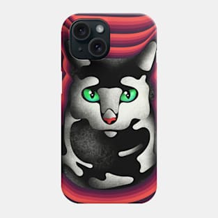 Black cat with emerald eyes Phone Case