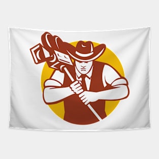 Cowboy Camera Operator Mascot Tapestry