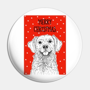 Golden Retriever Christmas Greeting Pin