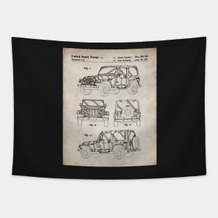 Jeep Wrangler Patent - Jeep Art - Antique Tapestry