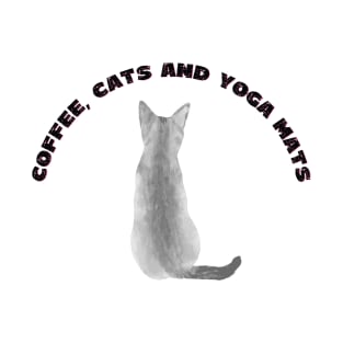 Coffee cats and yoga mats funny yoga and cat drawing T-Shirt