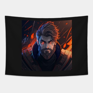 Valheim Fire Storm Viking Portrait Tapestry