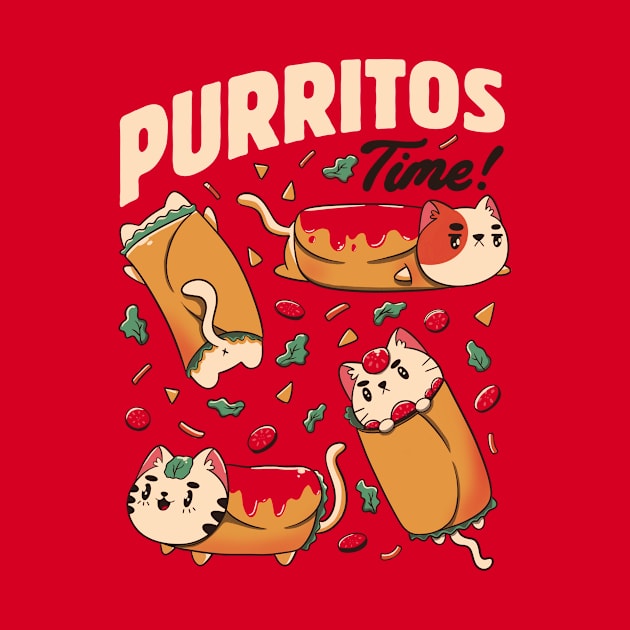 Purritos Time Burrito Cat Funny Mexican Food by Tobe Fonseca by Tobe_Fonseca