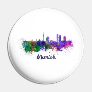 Munich skyline in watercolor Pin