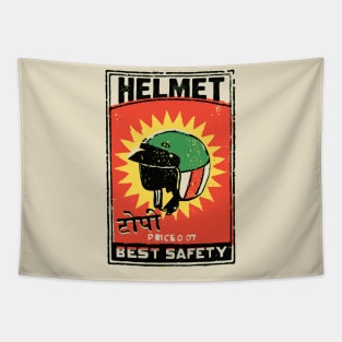 Motorcycle Helmet / Vintage Matchbox Art Tapestry