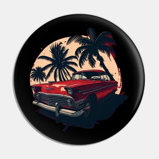 vintage style car with palm tree summer vacation design Pin