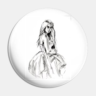 drawing of a girl in a nice dress Pin