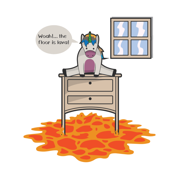 Floor Is Lava T Shirt Funny Unicorn Never Grow Up Shirt by TellingTales