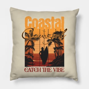 Coastal Cowgirl Retro Vintage Sunset Pillow