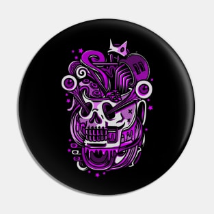 Skull Pop Art White Purple Pin