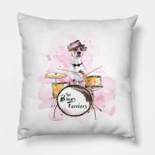 Jack Russell Terrier Playing Drums Pillow