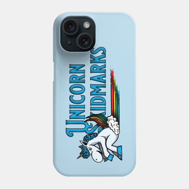 Unicorn Skidmarks and Rainbow (Blue) Phone Case by dkdesigns27