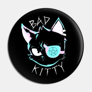 Bad Kitty White Font Pin