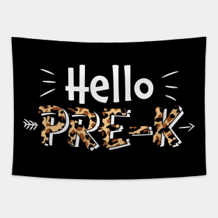 Hello Pre-K Back To School Leopard Print Matching Kindergarten Gift Tapestry