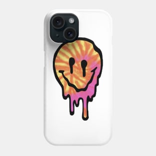 Pink and Orange Tie Dye Drippy Smiley Face Phone Case