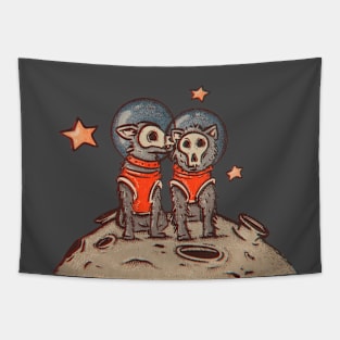 Skull dogs cosmonauts Tapestry