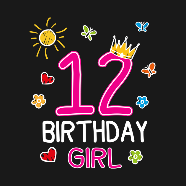 Kids 12th Birthday Girl Crown Princess by printedartings