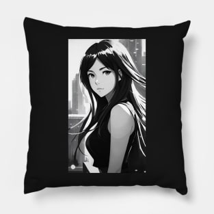 Enchanting Anime Portrait of a Beautiful Woman Pillow