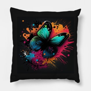 Cosmic Butterfly Two Splatter Paint Pillow